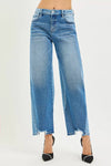 RISEN Full Size Slouchy Cropped Barrel Jeans with Contrast Wash Plus Size