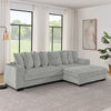 Corduroy Tufted Upholstered Sleeper Sectional Sofa, L-Shaped Modular Convertible Sofa , Can freely change the position of the footrests-Gray(Assembly is required)