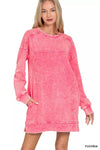 Zenana French Terry Acid Washed Dress with Pockets