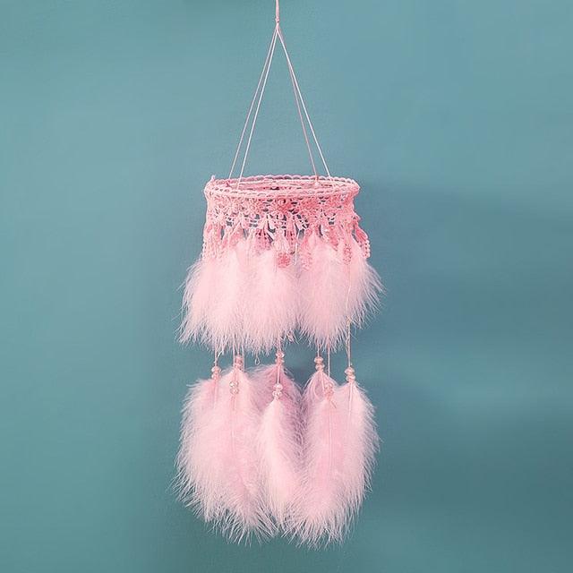 Decoration Home Dream Catchers Hanging Wall Decor Art Pendant Handmade Traditional White Cloud Dream Catcher With Led String Lights Wall Hanging Kids Room Decor Nursery Wall Art Ornament Decor Craft Gift Cute Wind Chimes National Feather Kids Girls