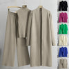 3pcs Suits Women Fashion Knitting Sleeveless Vest Sweater Long Cardigan And Wide-leg Pants Three-piece Set (See size chart where applicable)