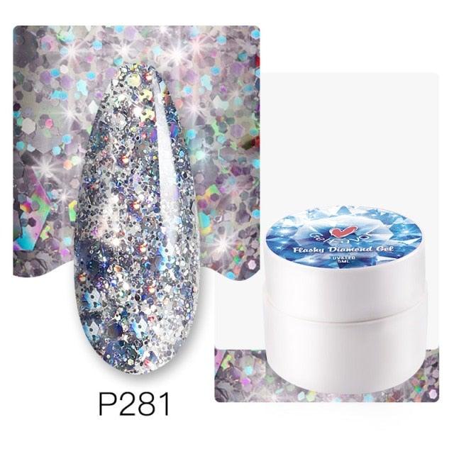 Diamond Gel Nail Polish 5ML Permanent Varnish Painting UV Manicure Reflective Sparkling Luxury Design Nail Gels for Women and Girls
