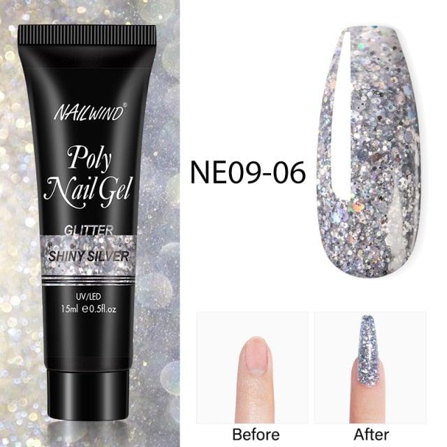 Diamond Gel Nail Polish Poly 15ml Semi Permanent UV Manicure Reflective Sparkling Luxury Shine Design For Women and Girls