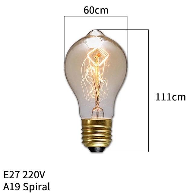 Dimmable Light Bulb Retro Vintage Edison Bulb Incandescent Ampoule Bulbs Vintage Edison Lamp Retro Light Vintage Bulbs Modern Style Square Spiral Filament Incandescent Light