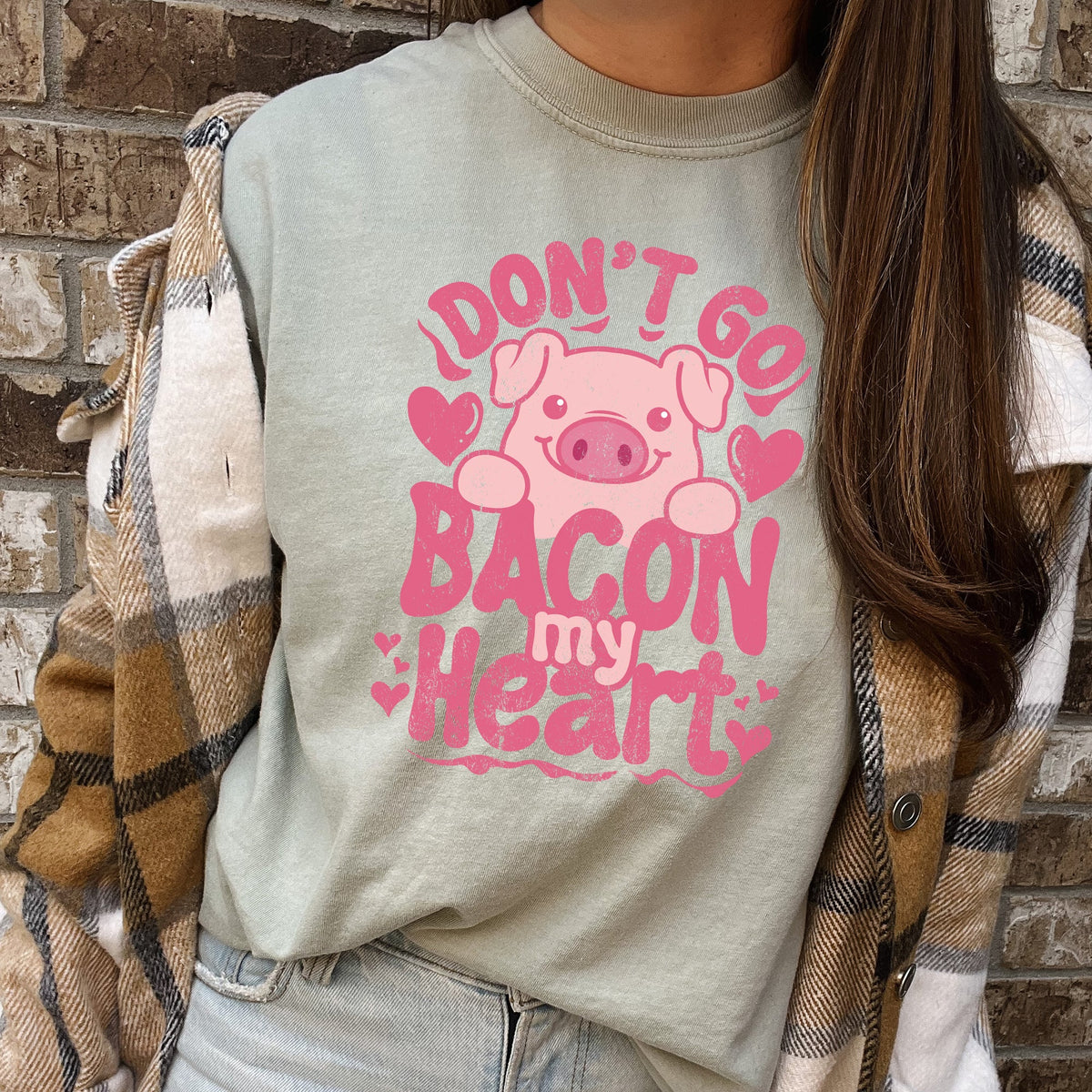 Don't Go Bacon My Heart Pig Valentine's Day Design Pig Lovers Limited Edition Comfort Colors Tee