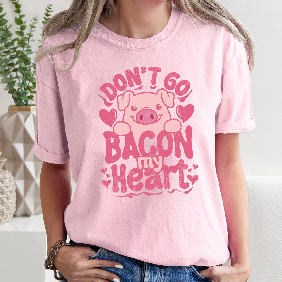 Don't Go Bacon My Heart Pig Valentine's Day Design Pig Lovers Limited Edition Comfort Colors Tee
