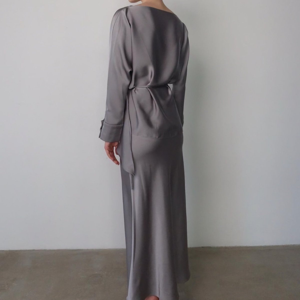 Draped Wrap Top & Maxi Skirt Set(MS333)