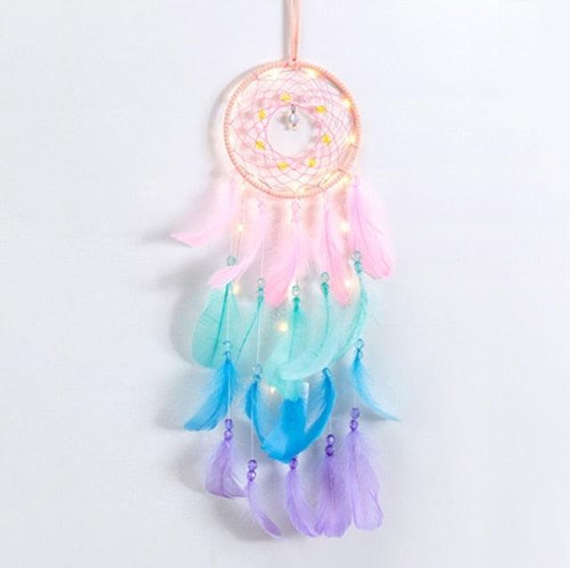 Dream Catcher Led Handmade Dream-catcher Traditional Feather Hanging Home Wall Decoration  Night Dream Catchers  Decor Ornament Wall Hanging Wind Chimes For Home Room Decoration