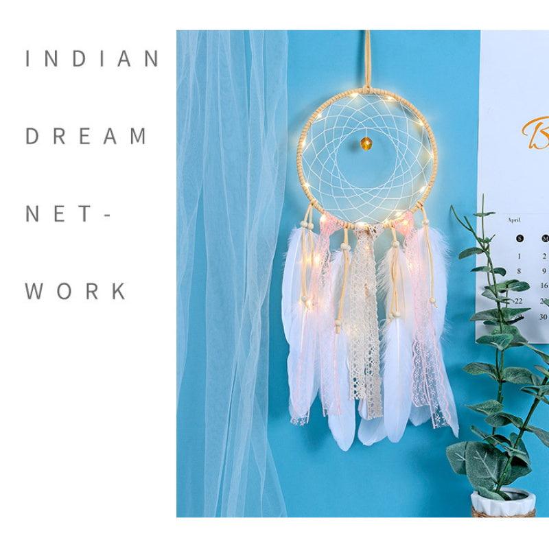 Dream Catcher Led Handmade Dream-catcher Traditional Feather Hanging Home Wall Decoration  Night Dream Catchers  Decor Ornament Wall Hanging Wind Chimes For Home Room Decoration