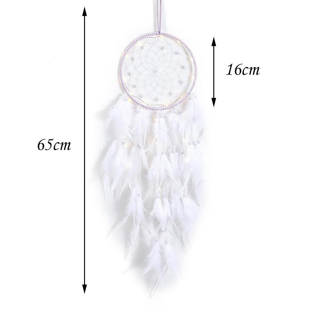 Dream Catcher Wall Decor with White Feathers Indian Style Dream-catcher Moon Handmade Wind Chimes Wall Ornament Girls Room Decoration Feather Dream Catcher For Kids Women Wedding Bohemian Wall Decor