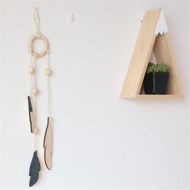 Dream Catchers with Golden Shining Lace & Bells Nordic Hollow Wooden Feather Hanging Ornaments For Baby Kids Room Wall Hanging Decorative Feathers Wedding  Decorations Nursery Decor