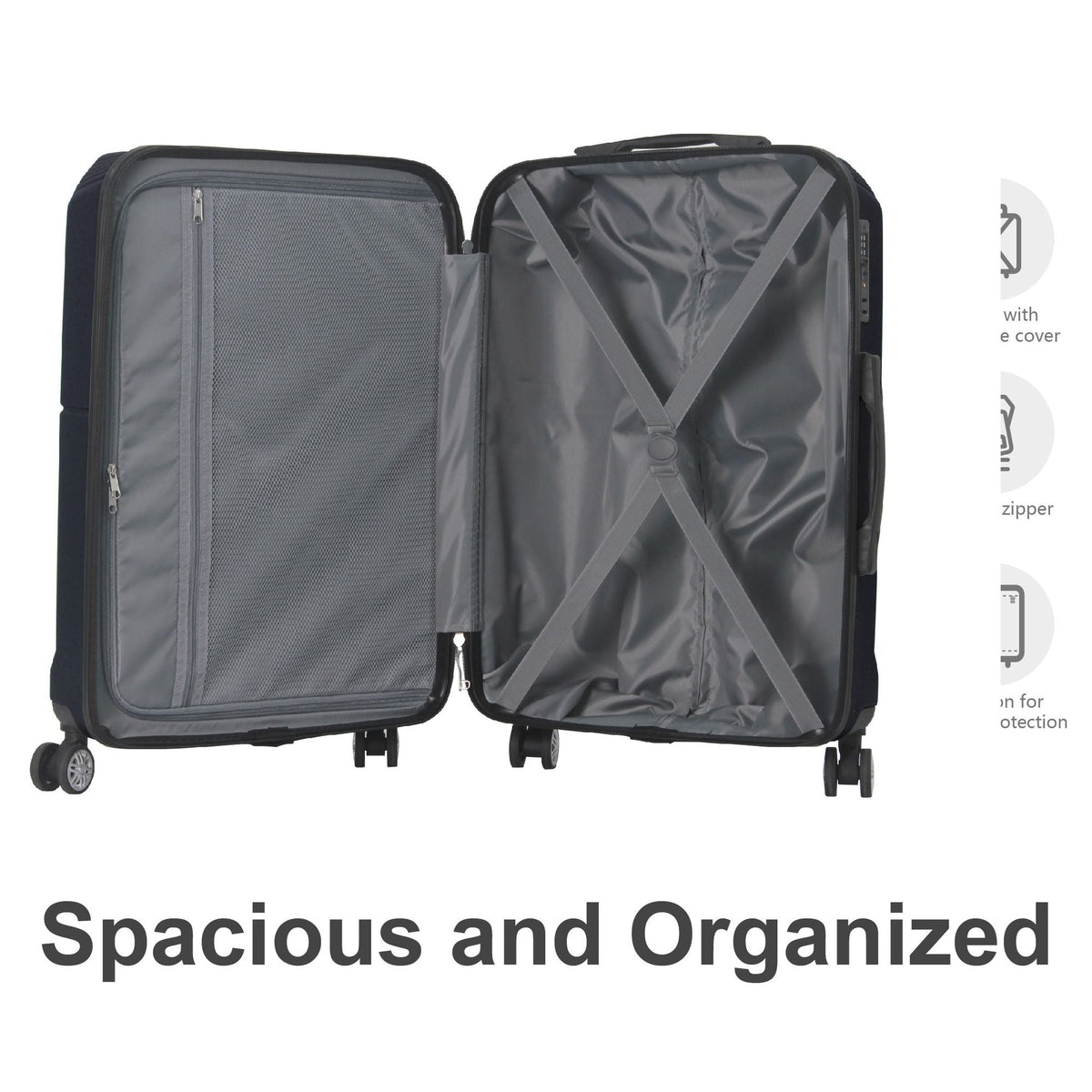 BLUE 3-Piece Premium ABS Luggage Set-20", 24", and 28" Suitcases with Multi-Position Handle, Silent Spinner Wheels, and TSA-Approved Lock-Durable, Stylish, and Spacious Travel Gear