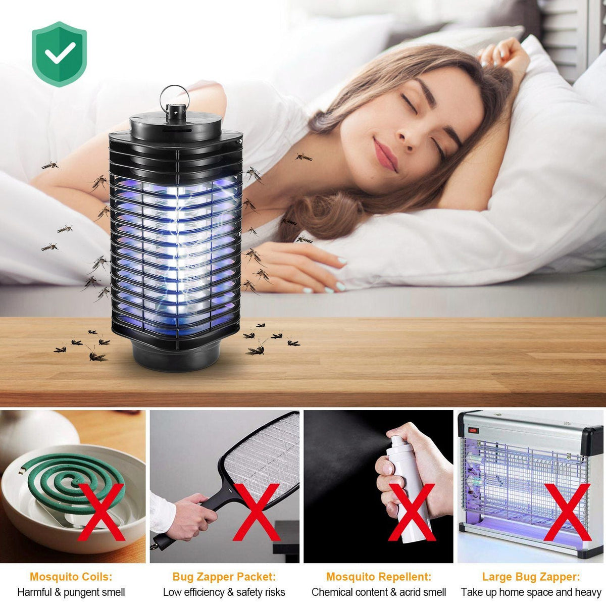 Electric Bug Zapper Lamp - Effective UV Light Insect Killer for Mosquitoes & Flies