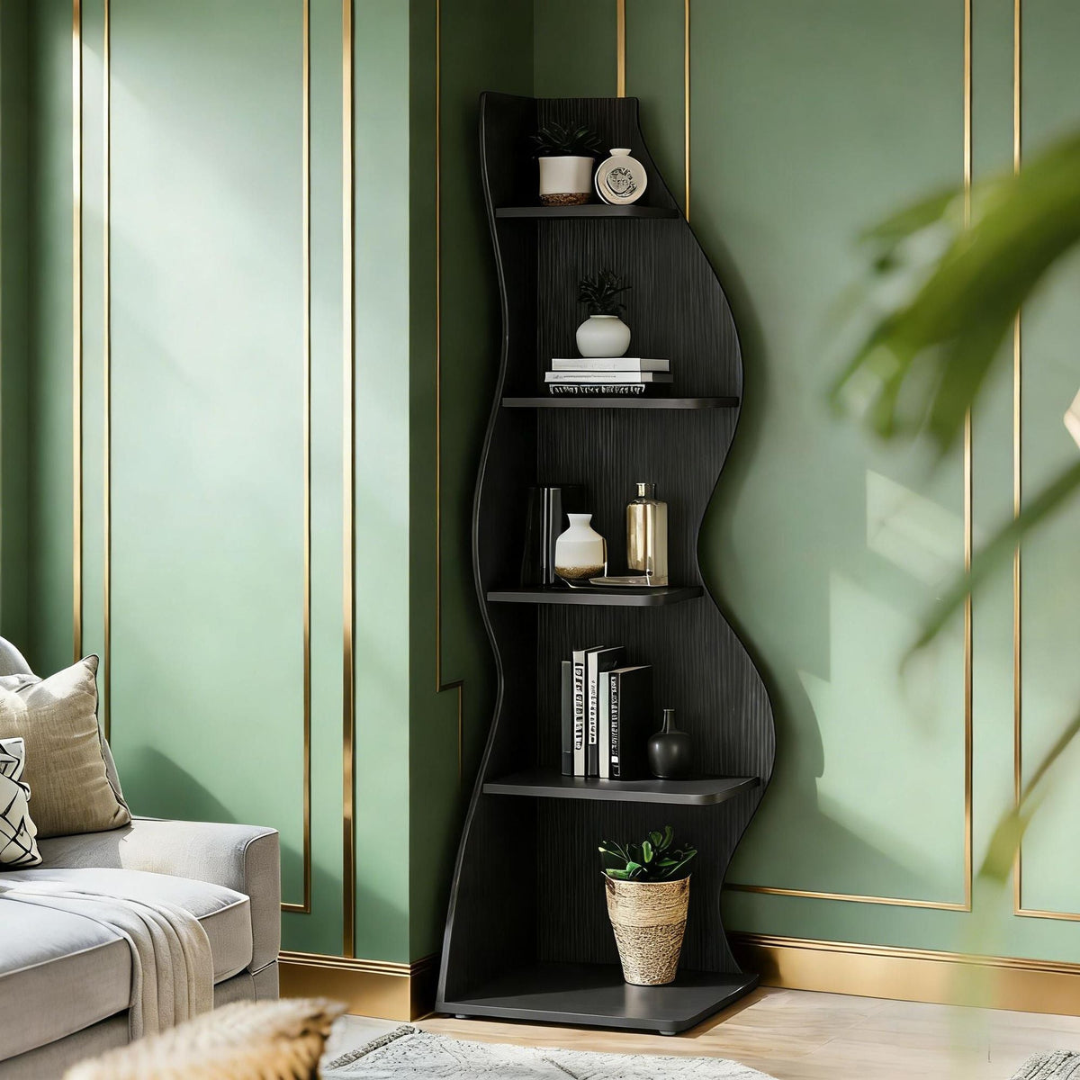 Modern Wall Corner Bookshelf Bookcase