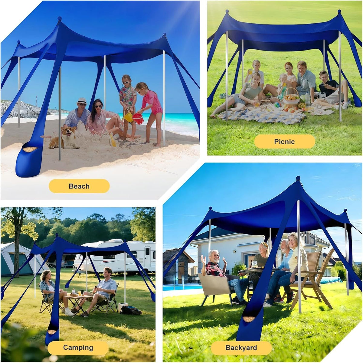 Let's go to the Beach - Portable Beach Tent Sun Shelter UPF 50+, Perfect 10x10 FT Pop-Up Canopy for Outdoor Fun