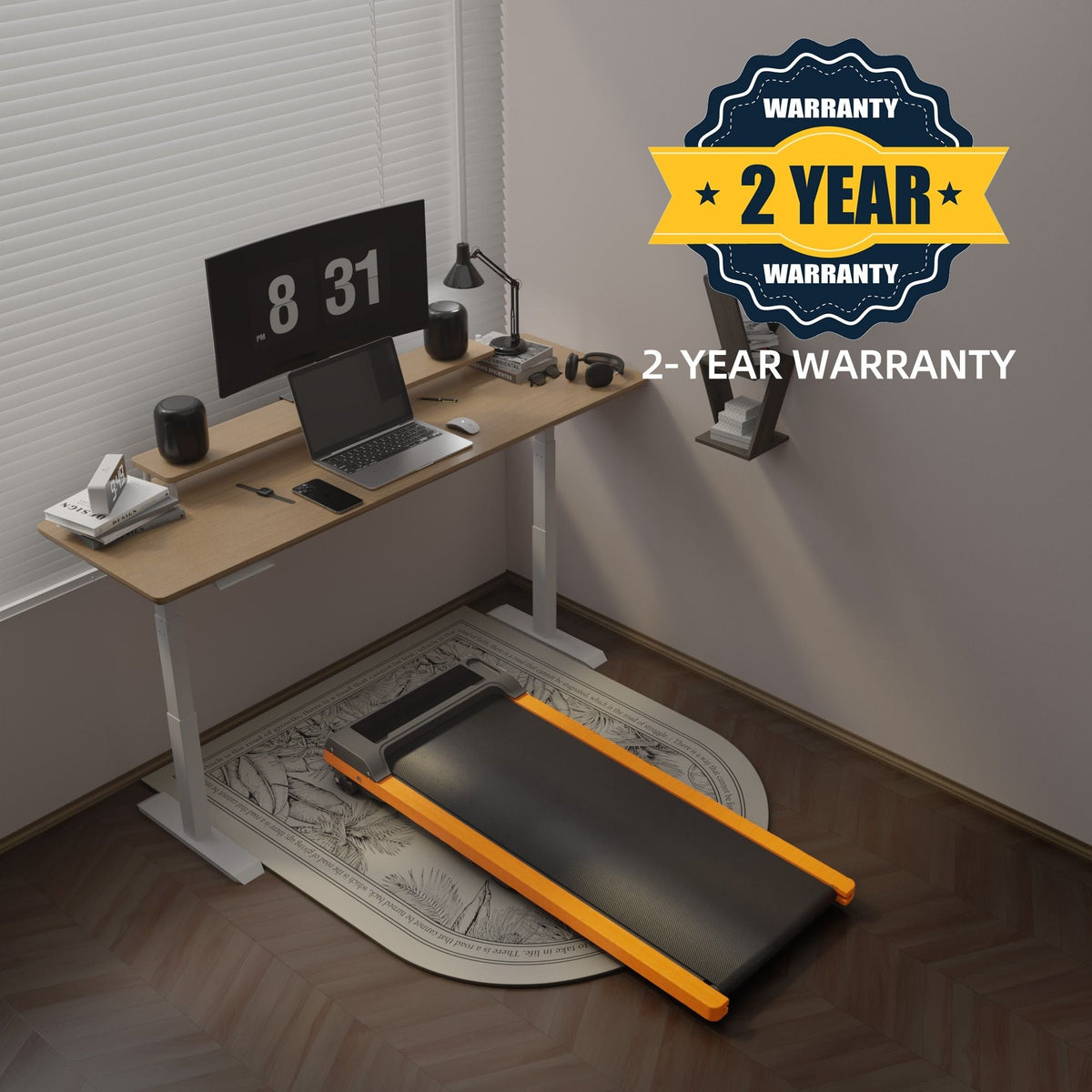 6% Incline Walking Pad Treadmill - Portable Compact Treadmills Under Desk Treadmill, Incline Treadmills for Home Office, Upright Stand, 1HP Portable Treadmill with 220 lbs Capacity, LED Display