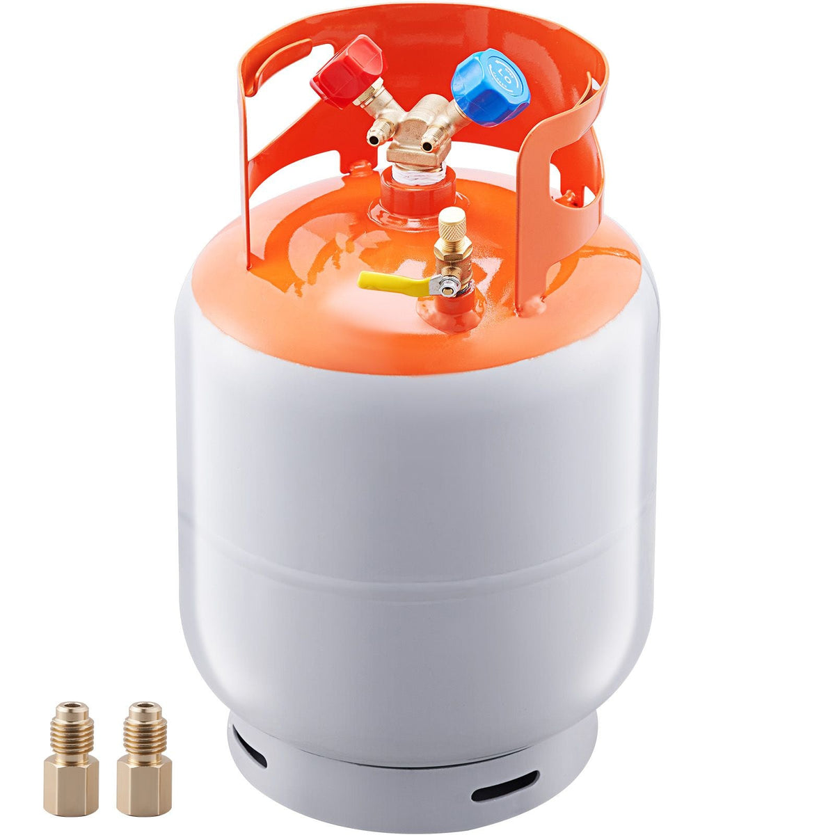 Refrigerant Recovery Tank, 30 LBS Capacity, 400 psi Portable Cylinder Tank with Y-Valve for Liquid/Vapor, High-sealing Recovery Can for R22/R134A/R410A, Orange+Gray