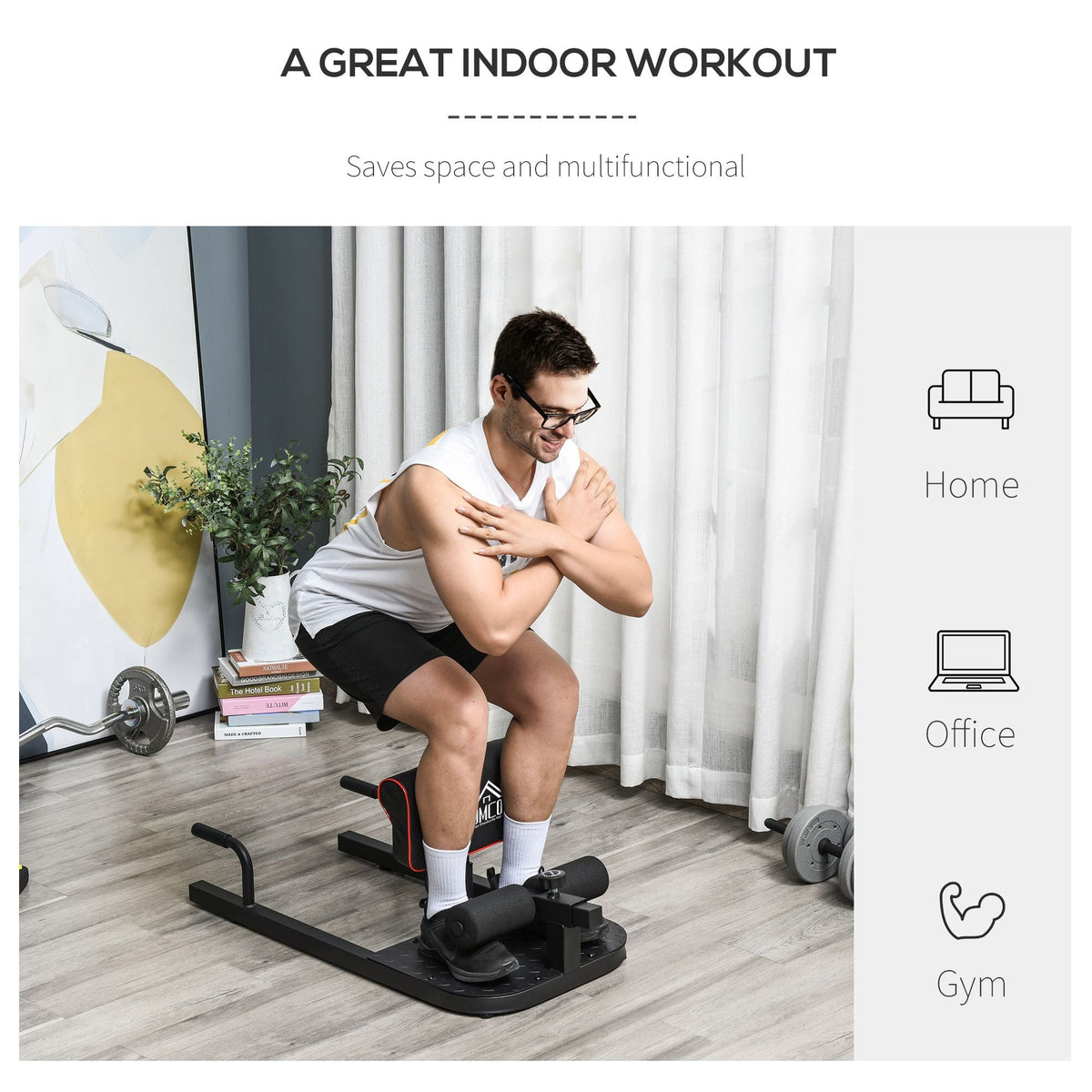 3 in 1 Padded Push Up Sit Up Squat Machine, Home Gym Fitness Equipment, Black