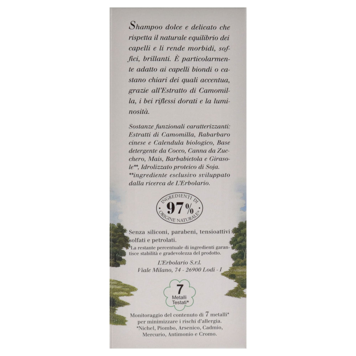 Blond and Light Brown Hair Shampoo - Chamomile by LErbolario for Unisex - 6.7 oz Shampoo