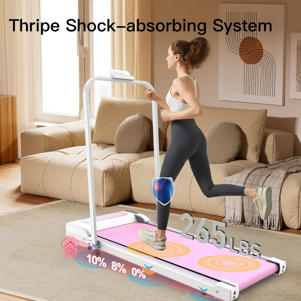 Under Desk Treadmill with Incline, Walking Pad, 2 in 1 Portable Treadmill with Handle Remote Control LED Display, Walking Jogging Machine for Home Office Use Pink
