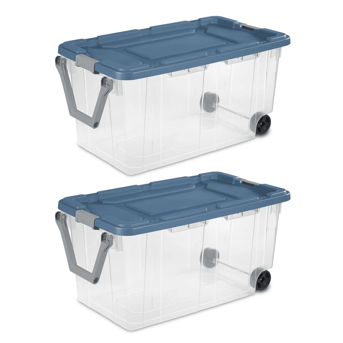 Extra Large Storage Bin, 160 Quart Wheeled Clear Plastic Storage Container with Handle, Gray, Pack of 2