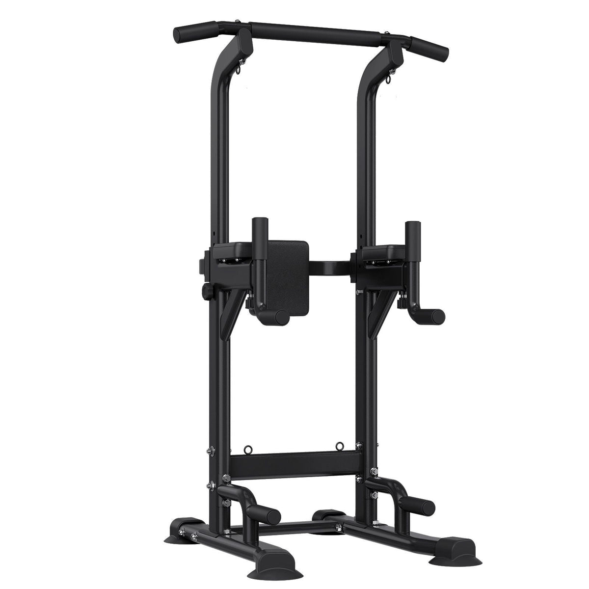 Pull Up Bar, 330 LBS Power Tower Dip Station, Workout Dip Station with H-Shaped Stable Base & Back Pad, Adjustable 12 Level Height Free Standing Chin Up Bar for Back, 4-Level Adjustable Back Pad