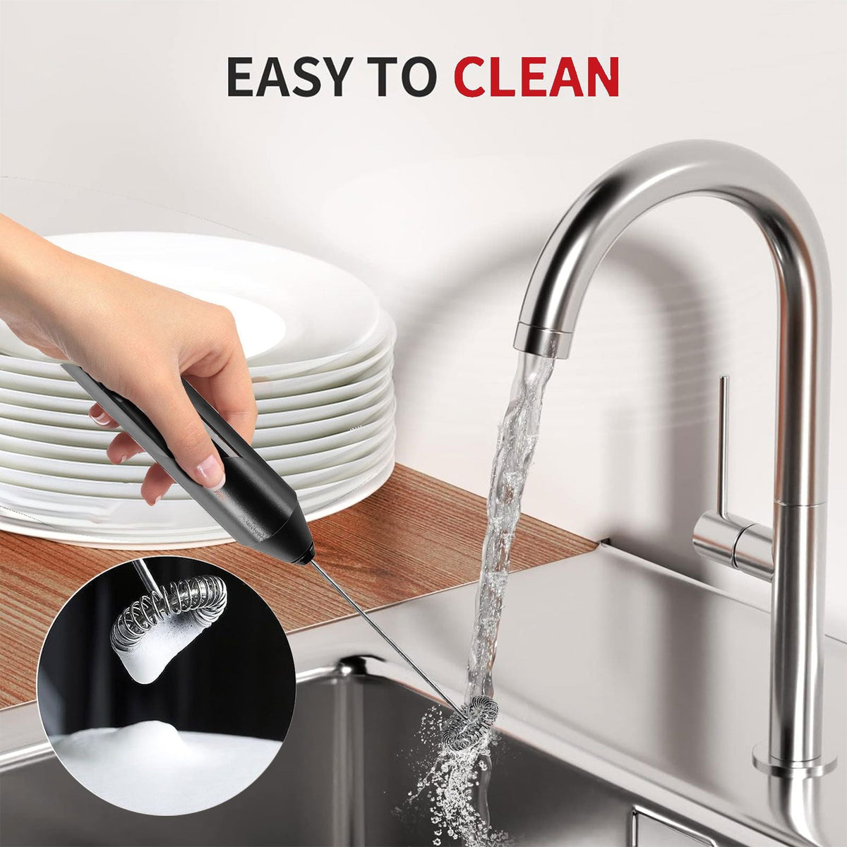 Milk Frother, Handheld Electric Blender stick, Drink Mixer with F ood G rade Stainless Steel Stirrer, Battery Operated Foam Maker for Coffee, Cappuccino, Frappe, Matcha, Hot Chocolate Latte