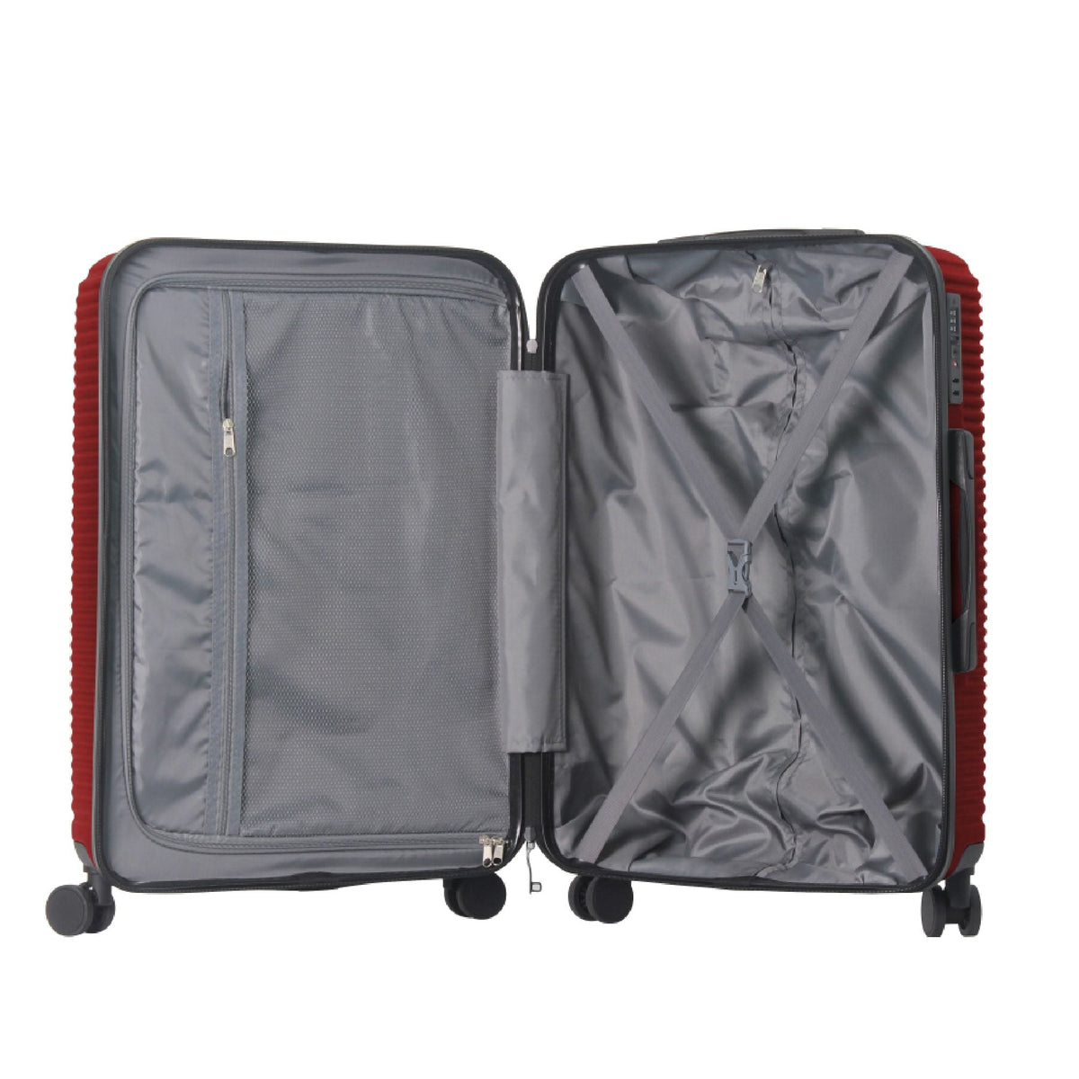 Luggage Sets ABS Hardshell 3pcs Luggage, Lightweight Durable Suitcase sets Spinner Wheels Suitcase with TSA Lock 20''24''28'' Available(WINE RED)