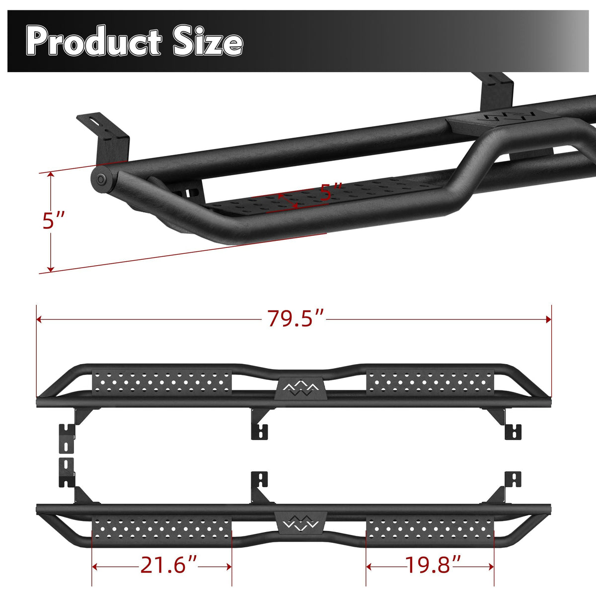 Running Boards For 05-23 Toyota Tacoma Double / Crew Cab Drop Side Steps Bar