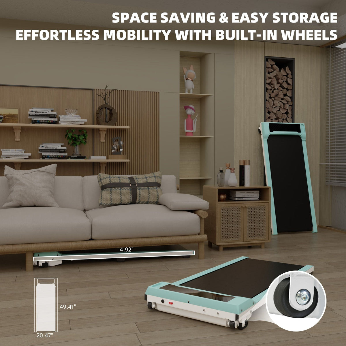 Walking Pad Under Desk Treadmill, Portable Small Treadmills for Home and Office, Super Quiet Motorized Walking Jogging Running Machine with Remote Control