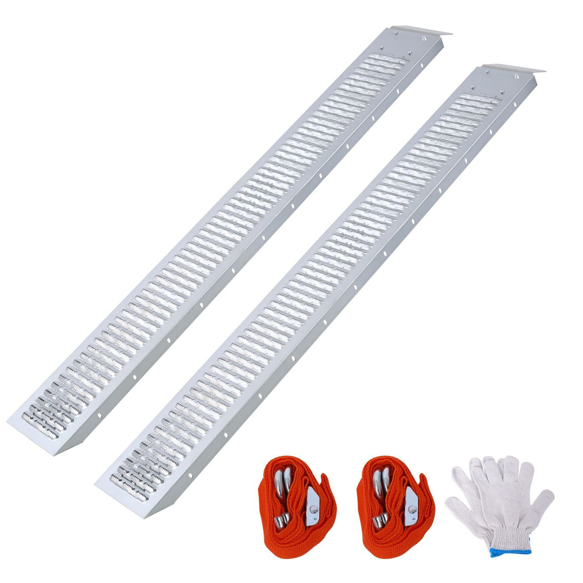 66" L Loading Ramps, 960lbs Capacity Loading Ramps for Pickup Trucks, Steel Motorcycle Ramp, Dirt Bike Ramp for Truck, Lawn Mower, Snowblower, ATV, Quad, Pack of 2 ,with 2pcs tie straps,1pair gloves