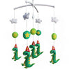 Handmade Baby Crib Musical Mobile Bell Baby Shower Gift Nursery Decor ; Green Dinosaur with Hat