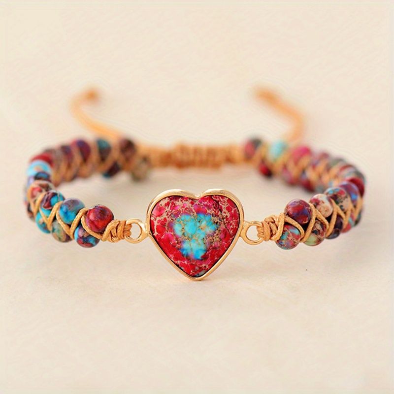 Hot Selling Bracelet Red Imperial Stone Bracelet Peach Heart Love Hand String Braided Bracelet.
