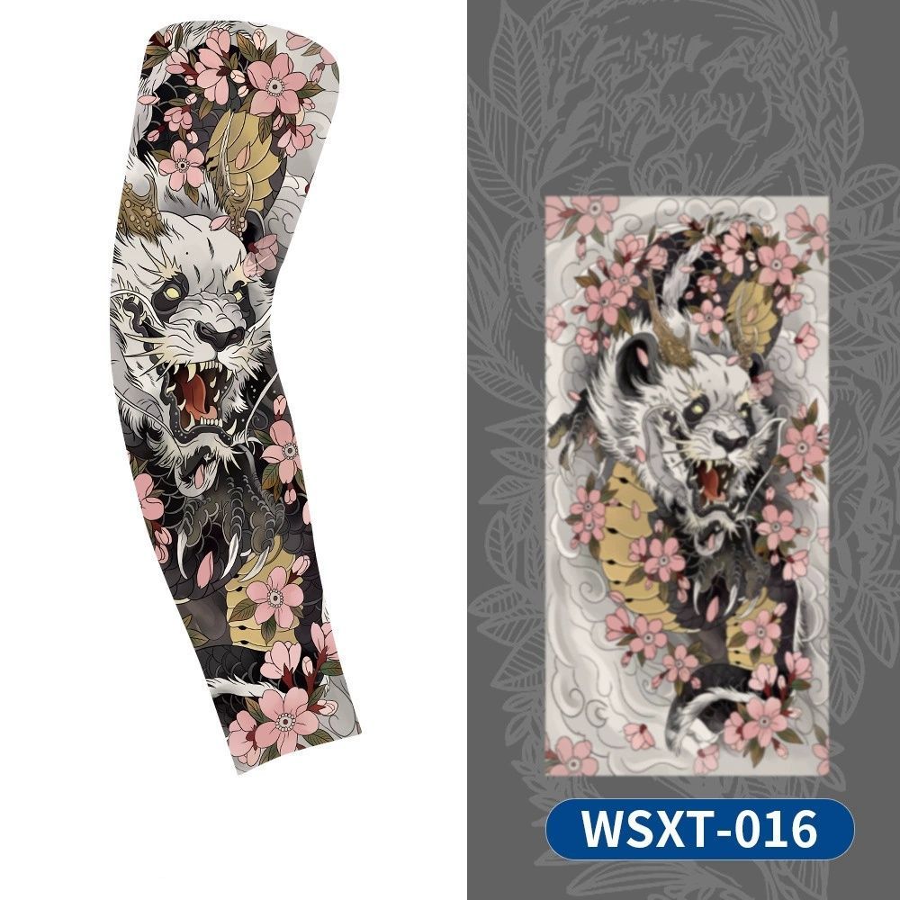 1 Pc Tattoo sleeves for summer outdoor sports, breathable, sweat absorbing, sun shading, seamless koi flower arm tattoo ice sleeves