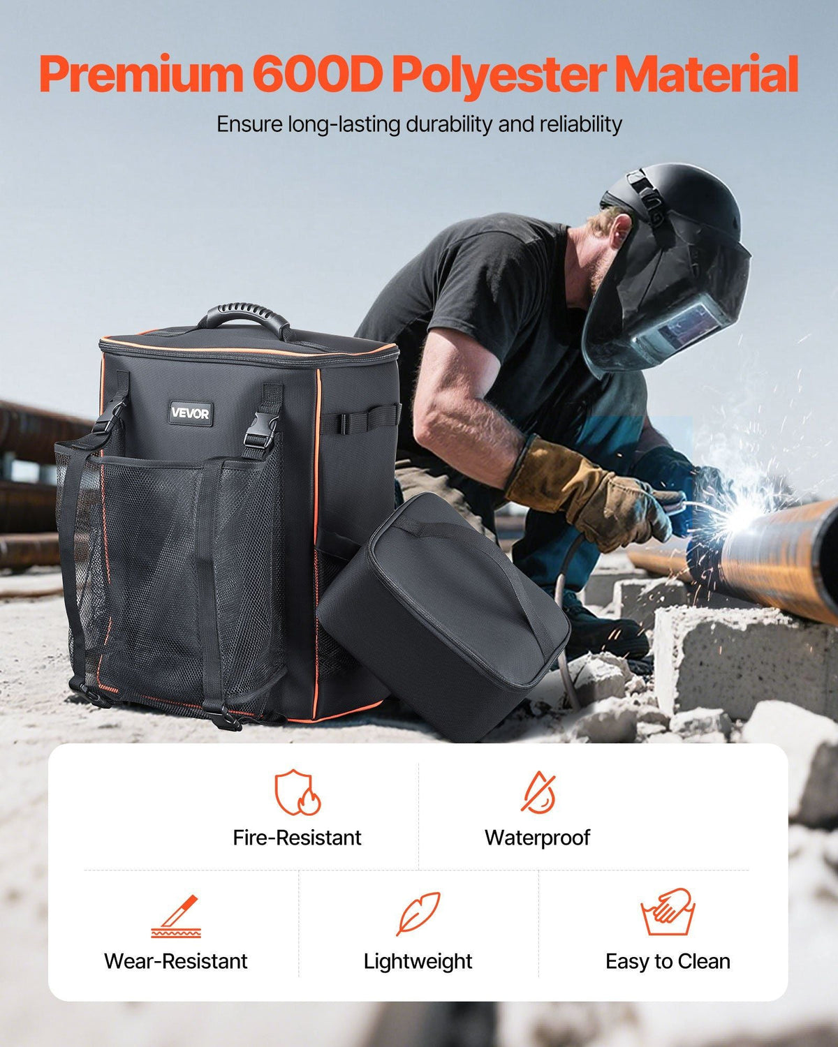 35.6L Welding Backpack 600D Polyester Welder Backpack for Tools and Helmet