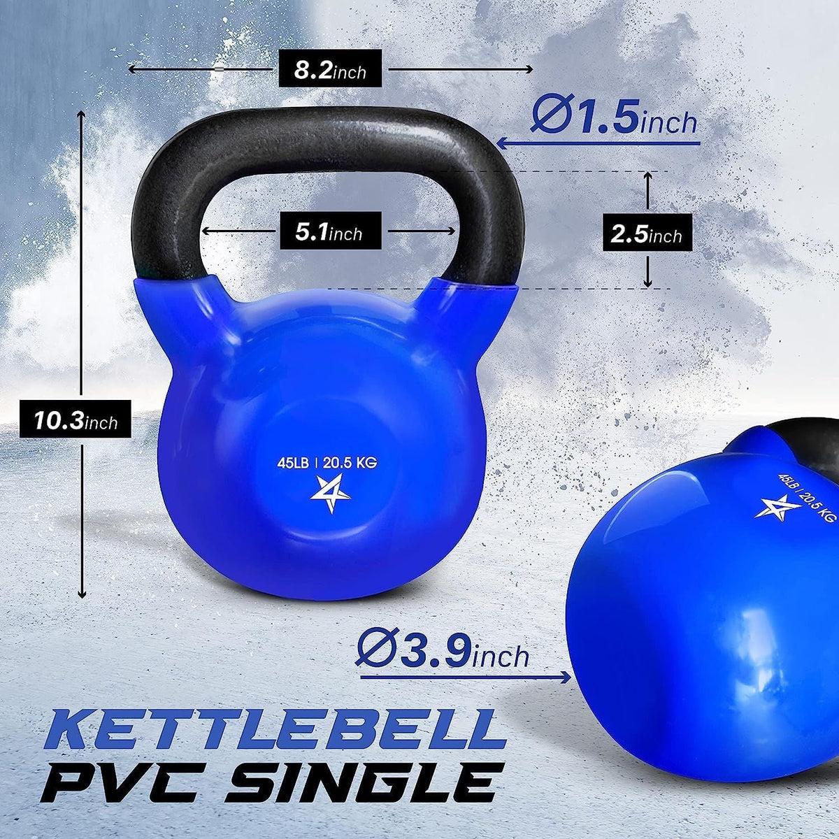 Kettlebell, 5-100 LB Vinyl Coated Cast Iron Strength Training Kettlebells for Home Gym Exercises, Fitness, Full Body Workout Equipment, Push Ups, and Grip Strength