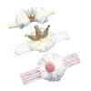 3 Pcs Beige Baby Girl Cute Hair Bands Bowknot Headbands White Flower Crown Headwear