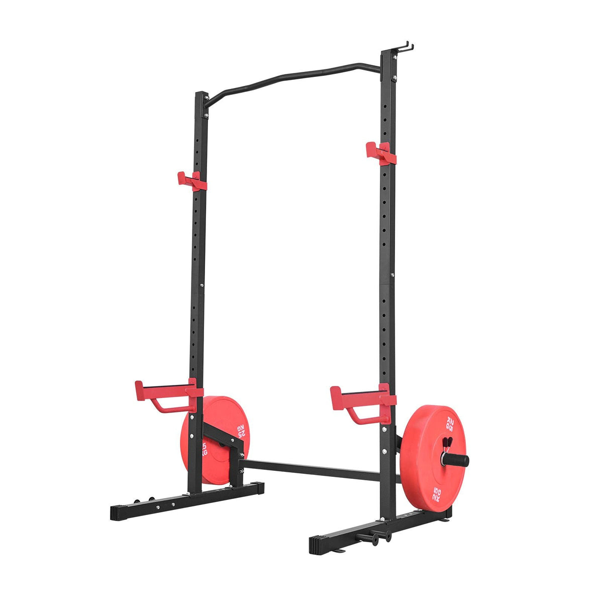 Power Cage Squat Rack, Multifunctional Power Rack Home Gym, 1000LBS Strength Training Workout Equipment with 4 Band Pegs, Adjustable J-Hooks & Safety Bars for Barbell Squat Bench Press Pull-Up
