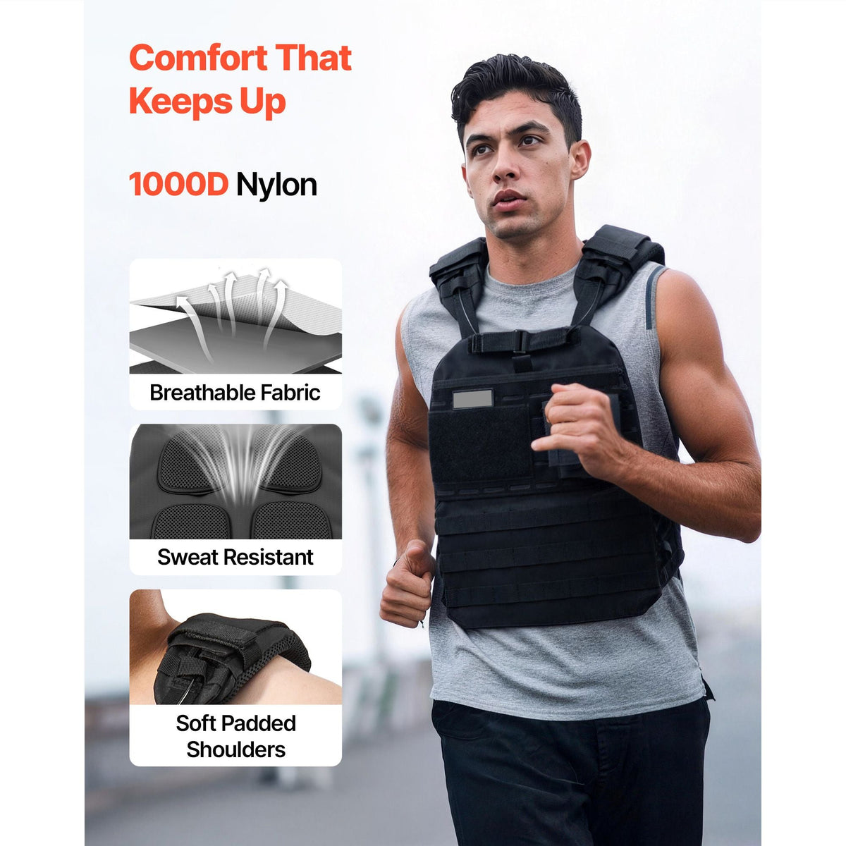 Weighted Vest, Body Weight Vest with Shoulder Pad, and Reflective Stripe, Exercise Set for Men Women, Workout Equipment for Strength Training, Running, Jogging, Fitness, Muscle Building