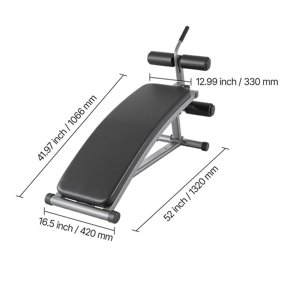 Sit Up Bench, Curved Decline Ab Bench with Reverse Crunch Handle, with 6 Adjustable Height Setting, Heavy Duty Steel, 600 Lbs Capacity for Home Gym Workouts, Strength Training, Full Body Muscles