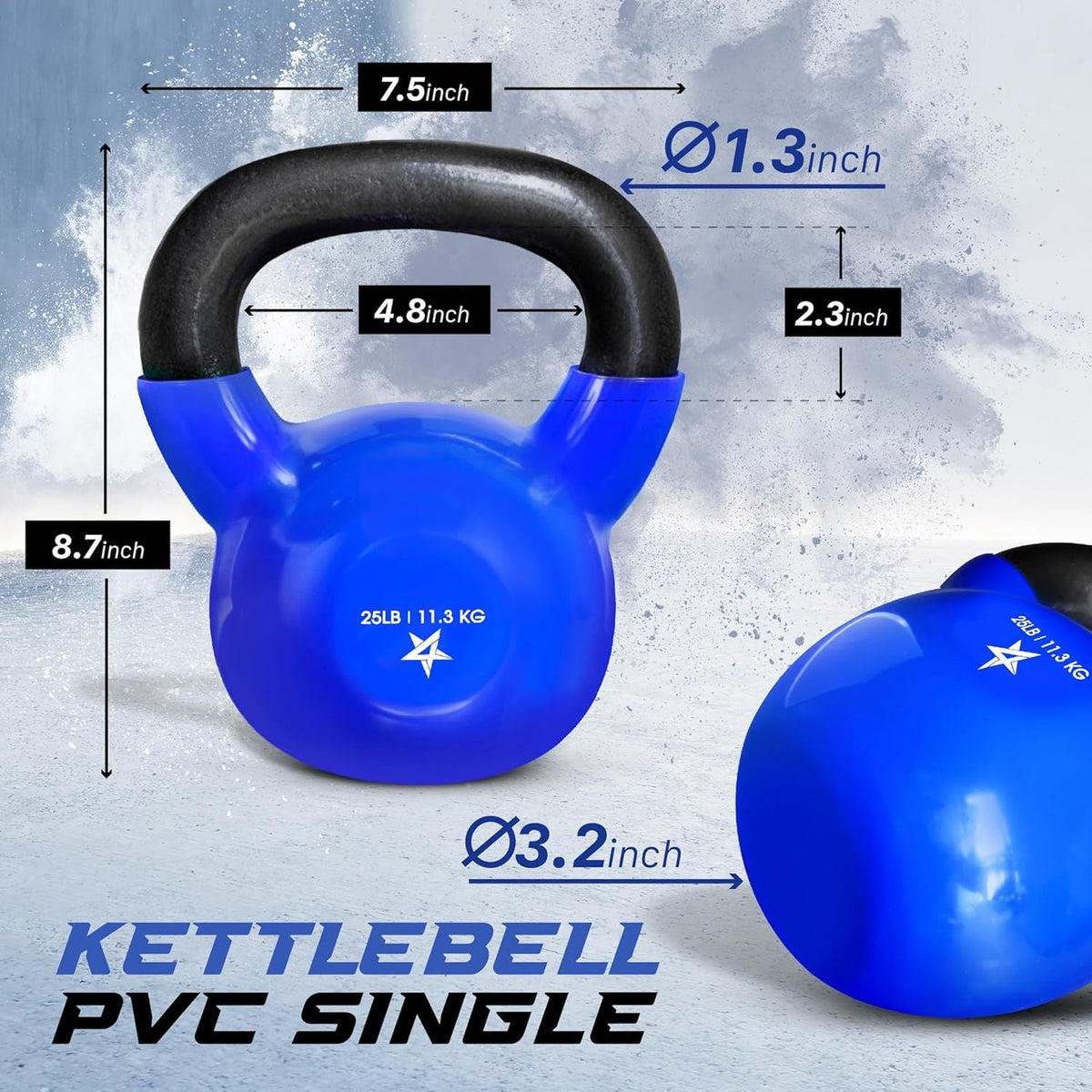 Kettlebell, 5-100 LB Vinyl Coated Cast Iron Strength Training Kettlebells for Home Gym Exercises, Fitness, Full Body Workout Equipment, Push Ups, and Grip Strength