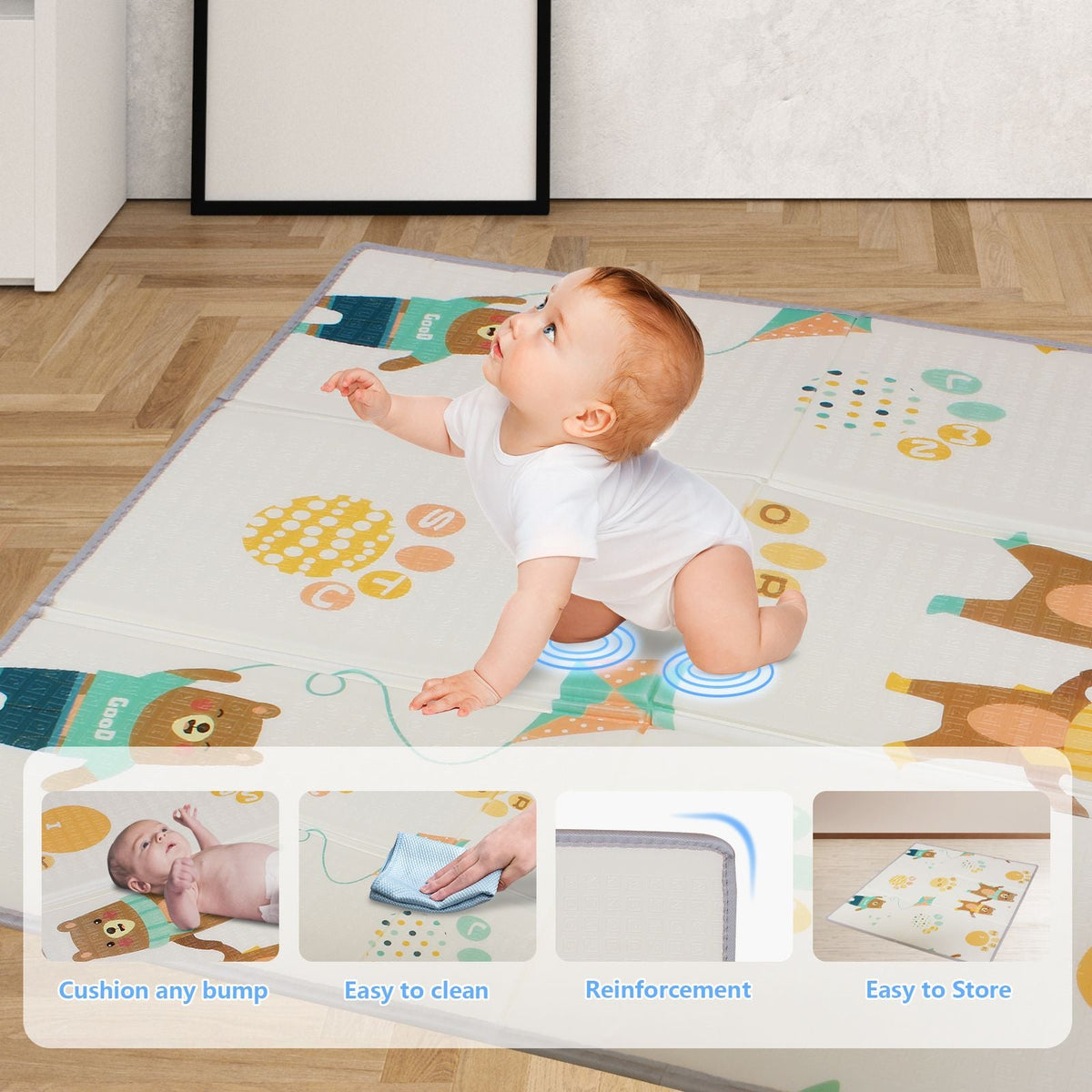47"*47" Outdoor Fences Baby Playard Cloth Playpen Removable Enclosures for Indoor and Outdoor Use Care for Children and Pets With Playen Foldable Playmat Ocen Balls Handholds Basketball Hoop