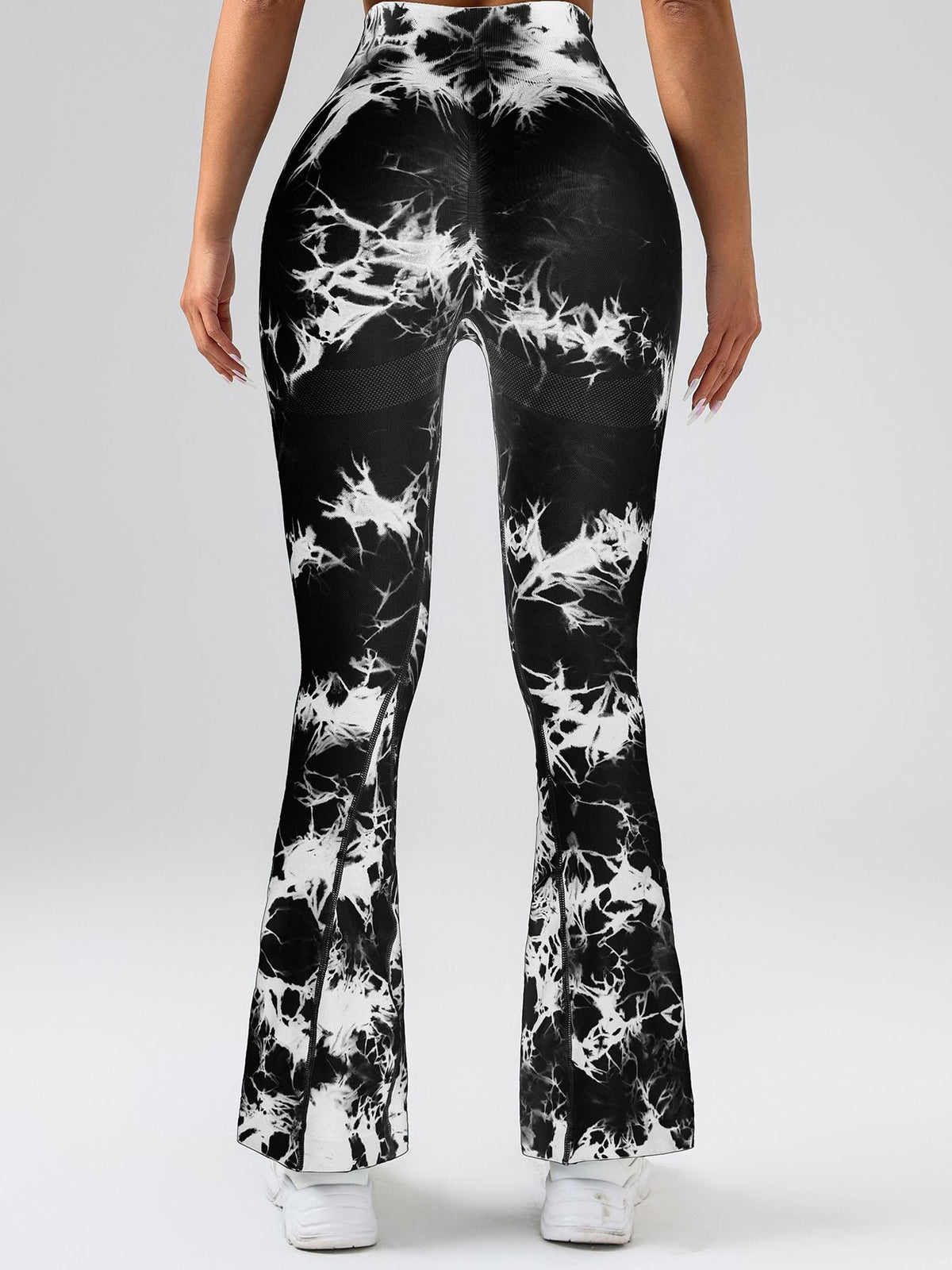 High-Waist Tummy Control Flare Yoga Pants For Women, Tie-Dye Stretch Slimming Bootcut Workout Pants, Fitness & Sports Activewear