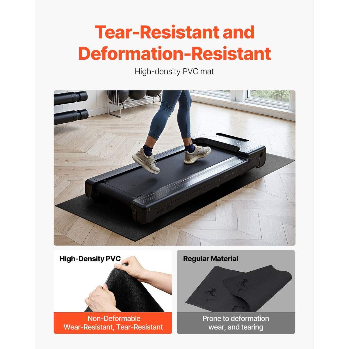 Treadmill Mat for Carpet Floor, 1/4" Thick, 30" x 72" Exercise Equipment Mat for Treadmills, Stationary & Recumbent Bikes, High Density PVC Floor Protector, Waterproof and Non-slip for Home Gym