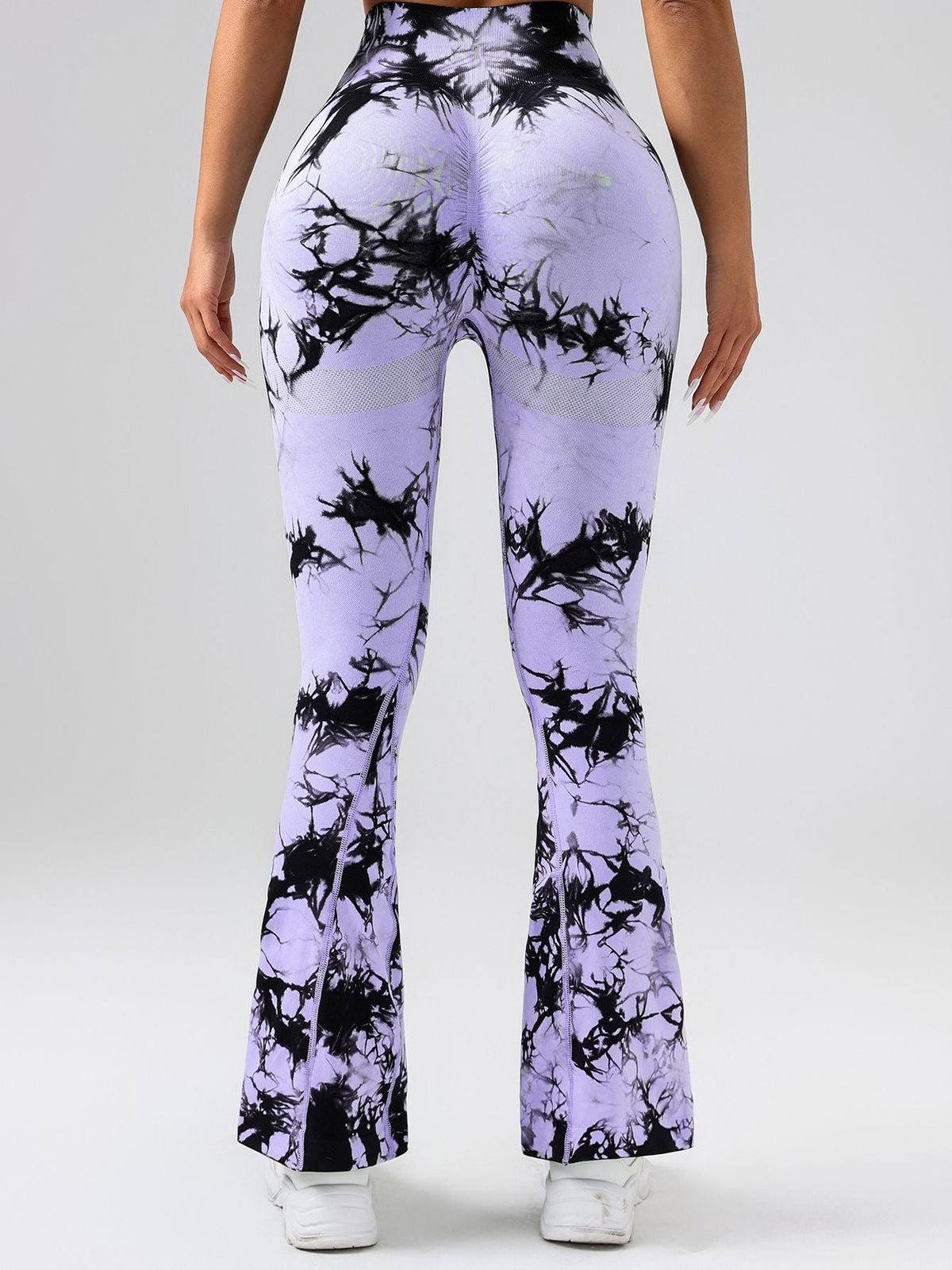 High-Waist Tummy Control Flare Yoga Pants For Women, Tie-Dye Stretch Slimming Bootcut Workout Pants, Fitness & Sports Activewear