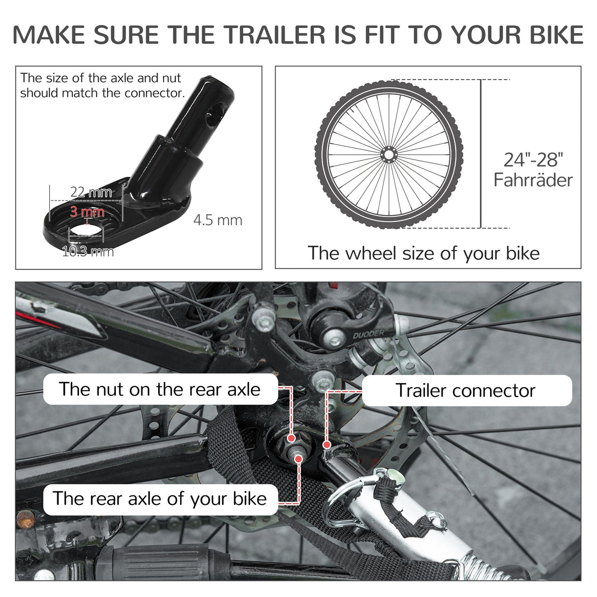 Pet Stroller - 2-in-1 Large Dog Bike Trailer & Stroller Combo with Safety Hitch Quick-release Wheels Foot Support Pet Bicycle Cart