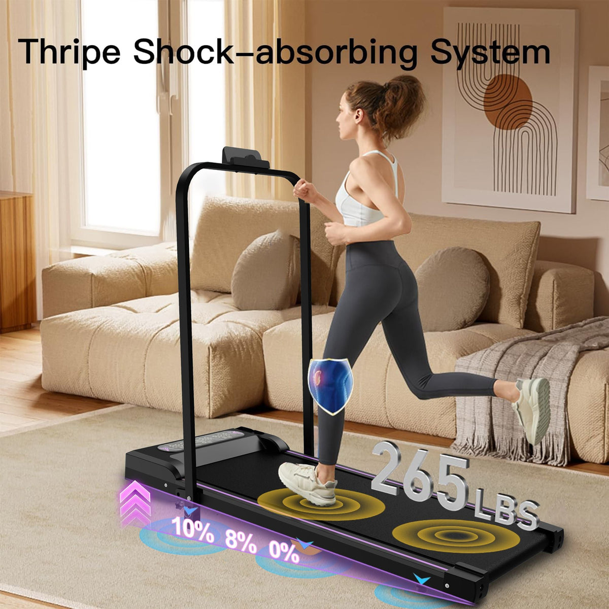 Under Desk Treadmill, Walking Pad, 2 in 1 Portable Treadmill with Handle Remote Control LED Display, Walking Jogging Machine for Home Office Use Black