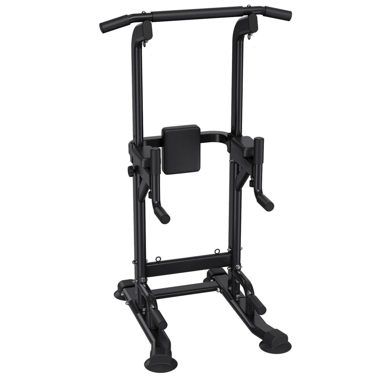Pull Up Bar, 330 LBS Power Tower Dip Station, Workout Dip Station with H-Shaped Stable Base & Back Pad, Adjustable 12 Level Height Free Standing Chin Up Bar for Back, 4-Level Adjustable Back Pad