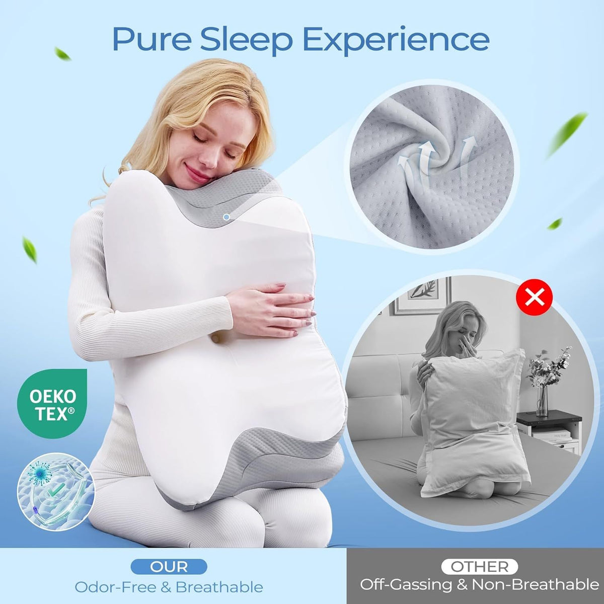 Ergonomic Cervical Neck Pillow for Sleeping – Memory Foam Pillow with Massage Nodes for Neck Pain Relief, Side Sleeper & Back Support