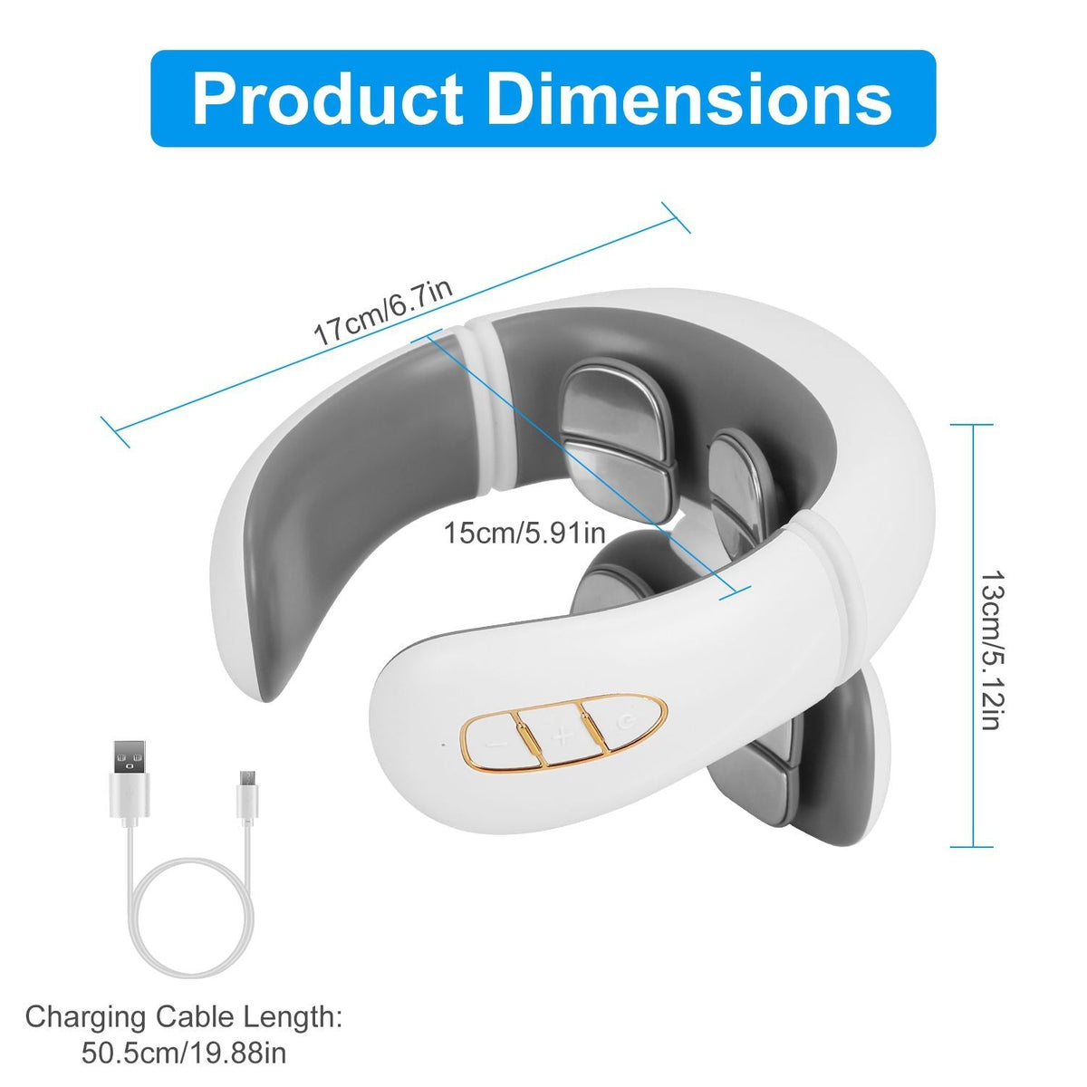 Electric Cervical Neck Massager with Hot Compress, 6 Modes 20 Levels Cordless Neck Pain Relief8-Head Electric Neck Massager with Heat, Cordless Portable Neck Massage Device with Auto Off